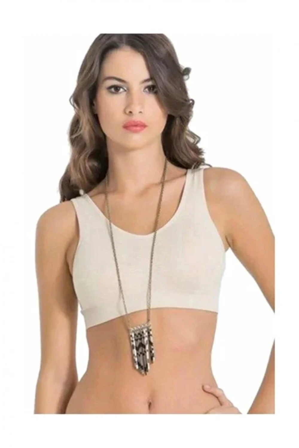 Kadın Gri Kalın Askılı Çıkarılabilir Pedli Örme Seamless Dikişsiz Basic Büstiyer