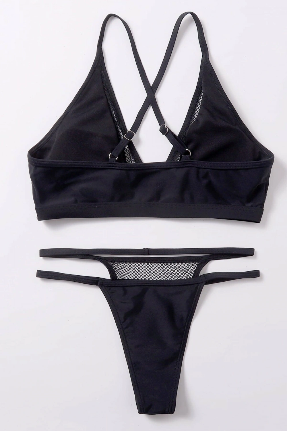Kadın Siyah File Detaylı Özel Bikini Takımı
