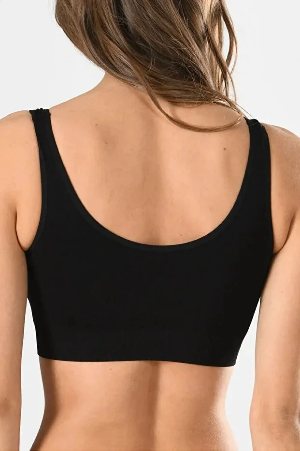 Kadın Siyah Kalın Askılı Çıkarılabilir Pedli Örme Seamless Dikişsiz Basic Büstiyer