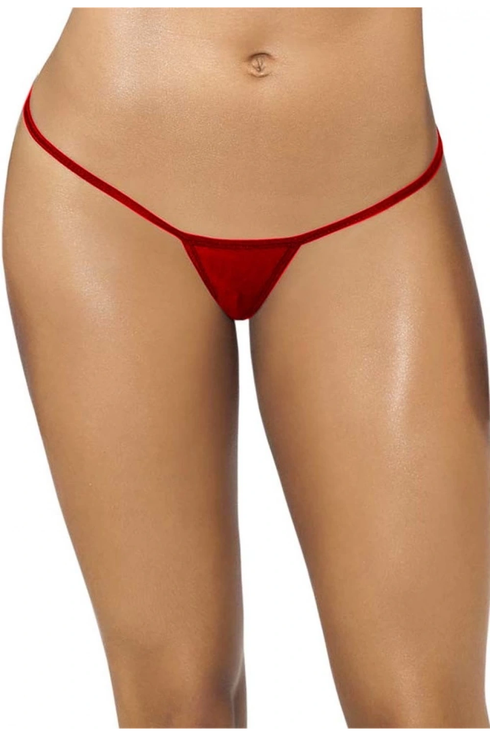 Tanga - Kırmızı Transparan Tül String - Kadın İç Giyim - KLBN00053
