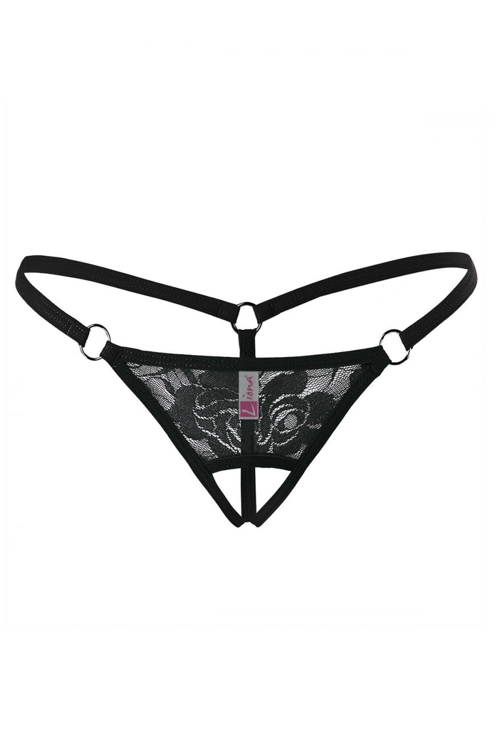 Liona Ağı Açık Siyah Dantelli Fantezi İç Çamaşırı G String