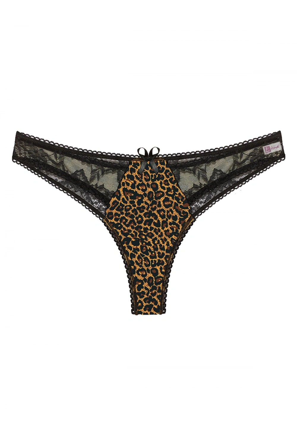 Liona Leopar Desenli Dantelli Fantezi G String Külot