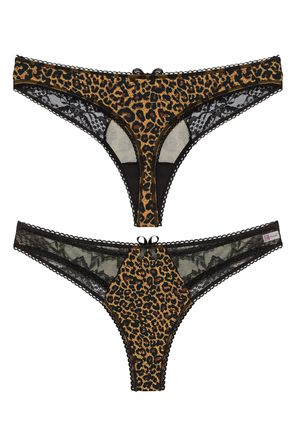 Liona Leopar Desenli Dantelli Fantezi G String Külot