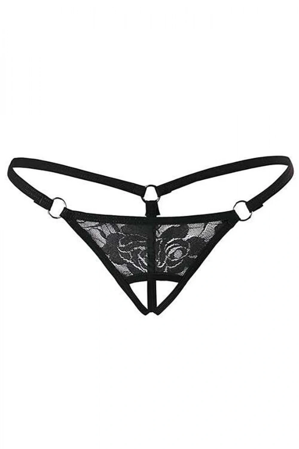 Kadın G-String - Siyah Dantelli Özel Bölgesi Açık - KLBN00017