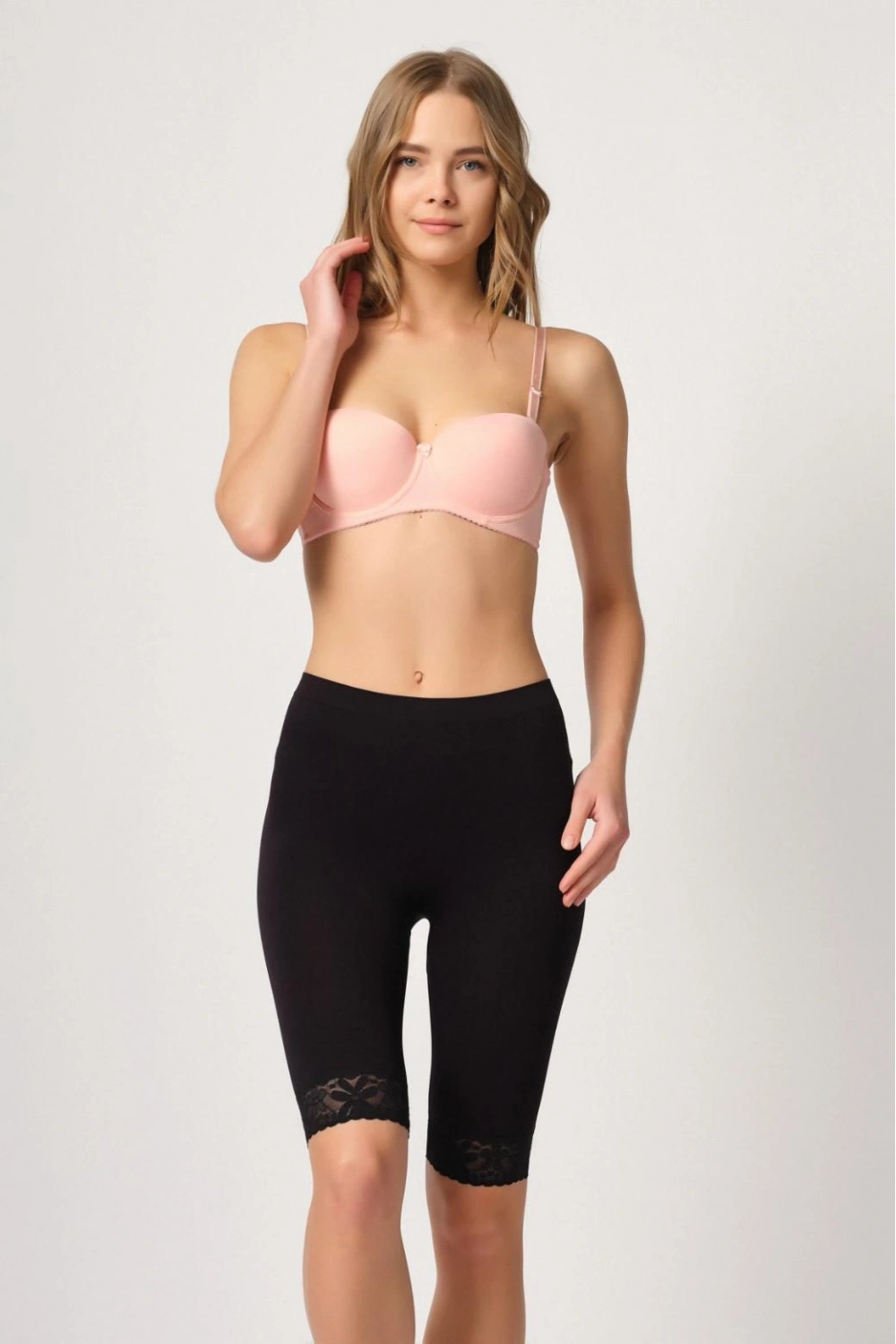 Soft Uzun Paça Dantelli Boxer - Siyah - KLBN30427