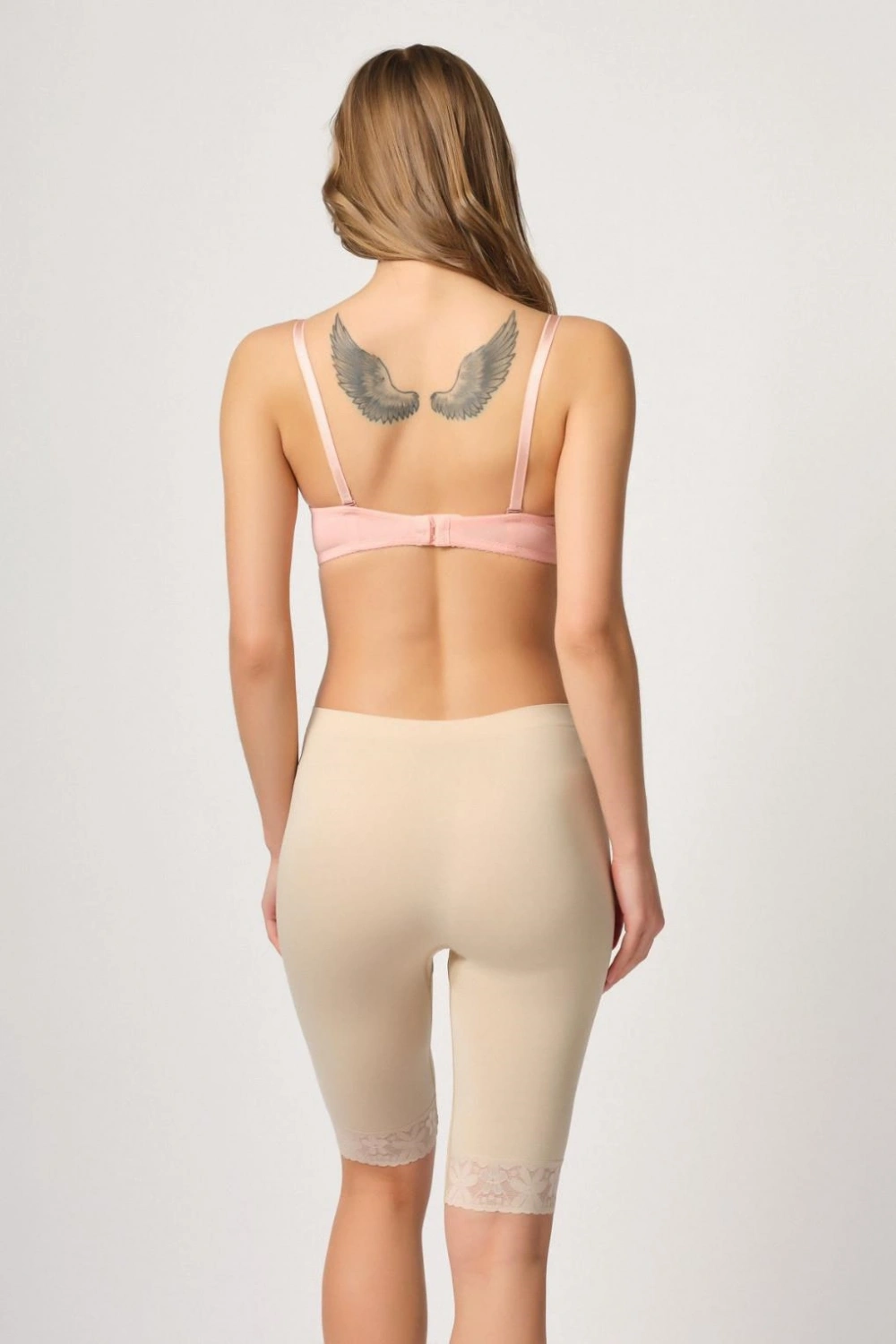 Soft Uzun Paça Dantelli Boxer - Ten - KLBN30428