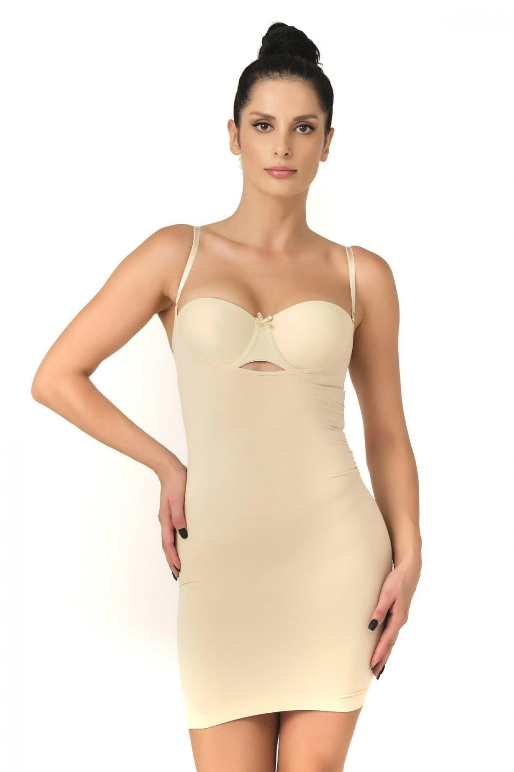Göğsü Açık Elbise Korse - Ten - KLBN29579