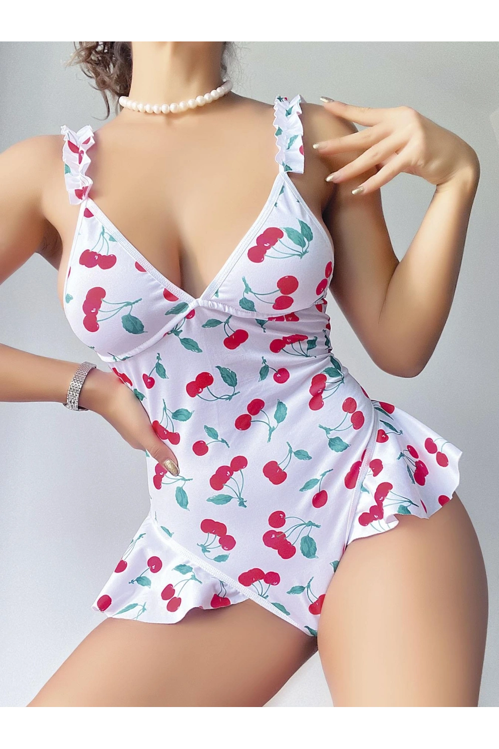 Vişne Desenli Fantazi Body - KLBN24204