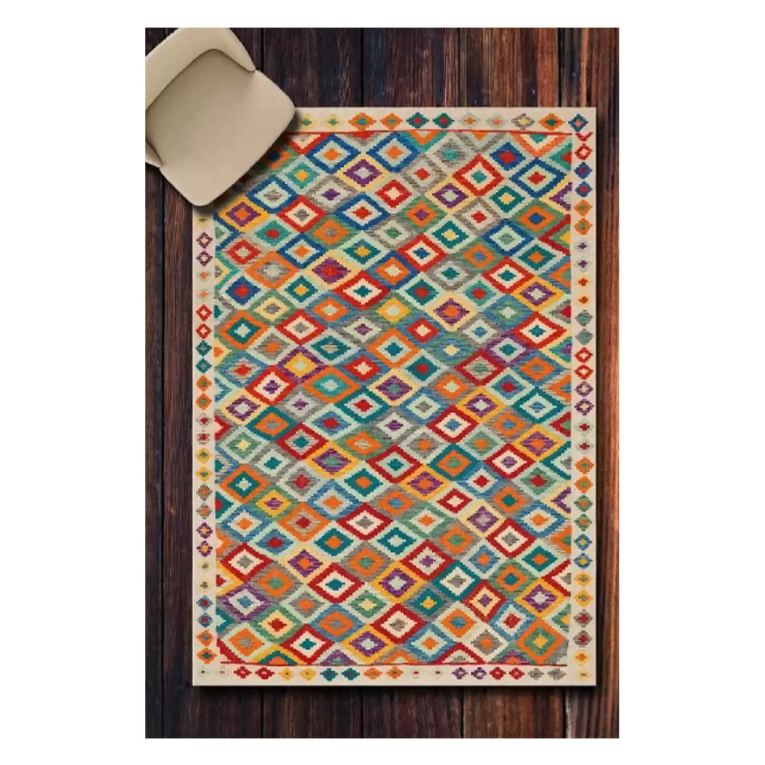 Evimod Antik 04 Geleneksel Kilim Desenli Vintage Yıkanabilir Kaymaz Taban Dekoratif Halı