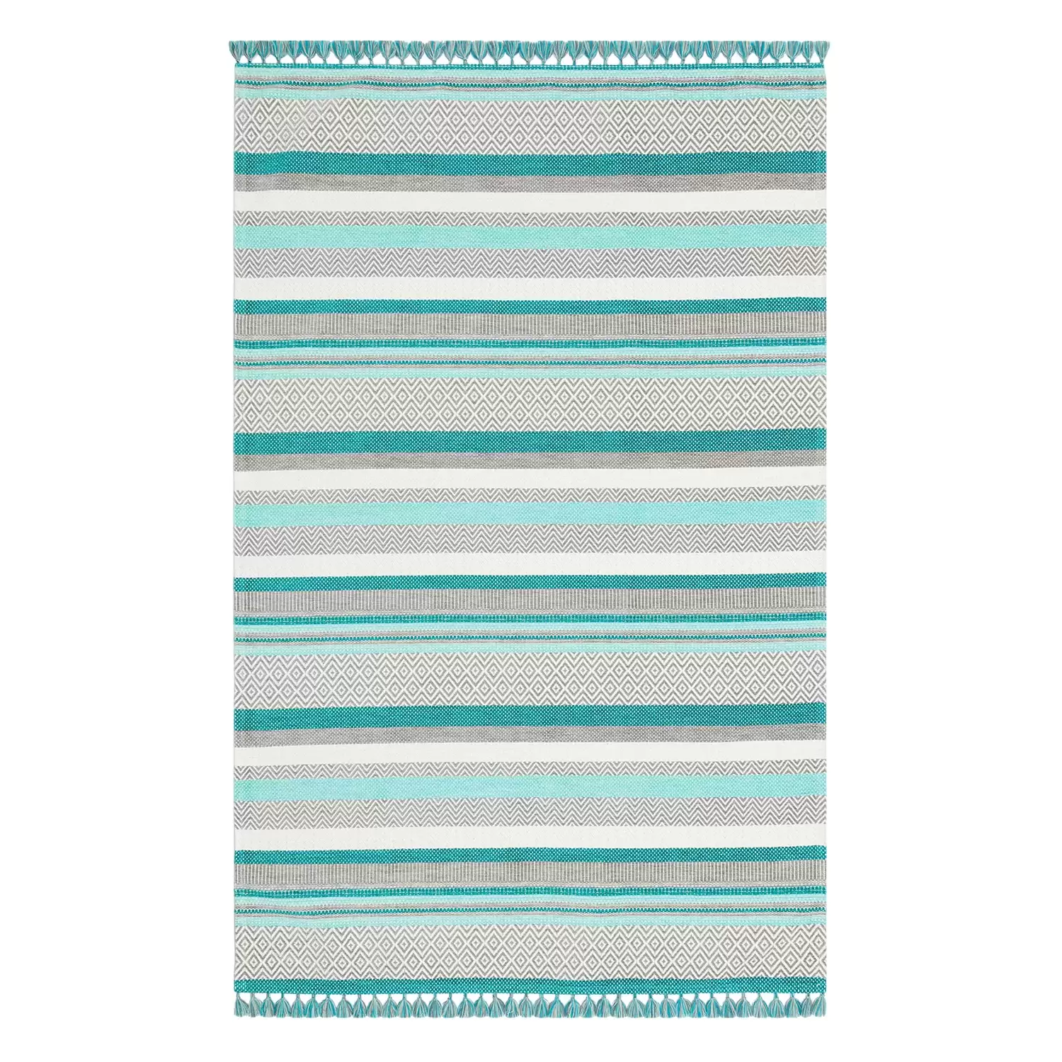 Evimod Aztec Az 01 Aqua Yıkanabilir Saçaklı Kilim