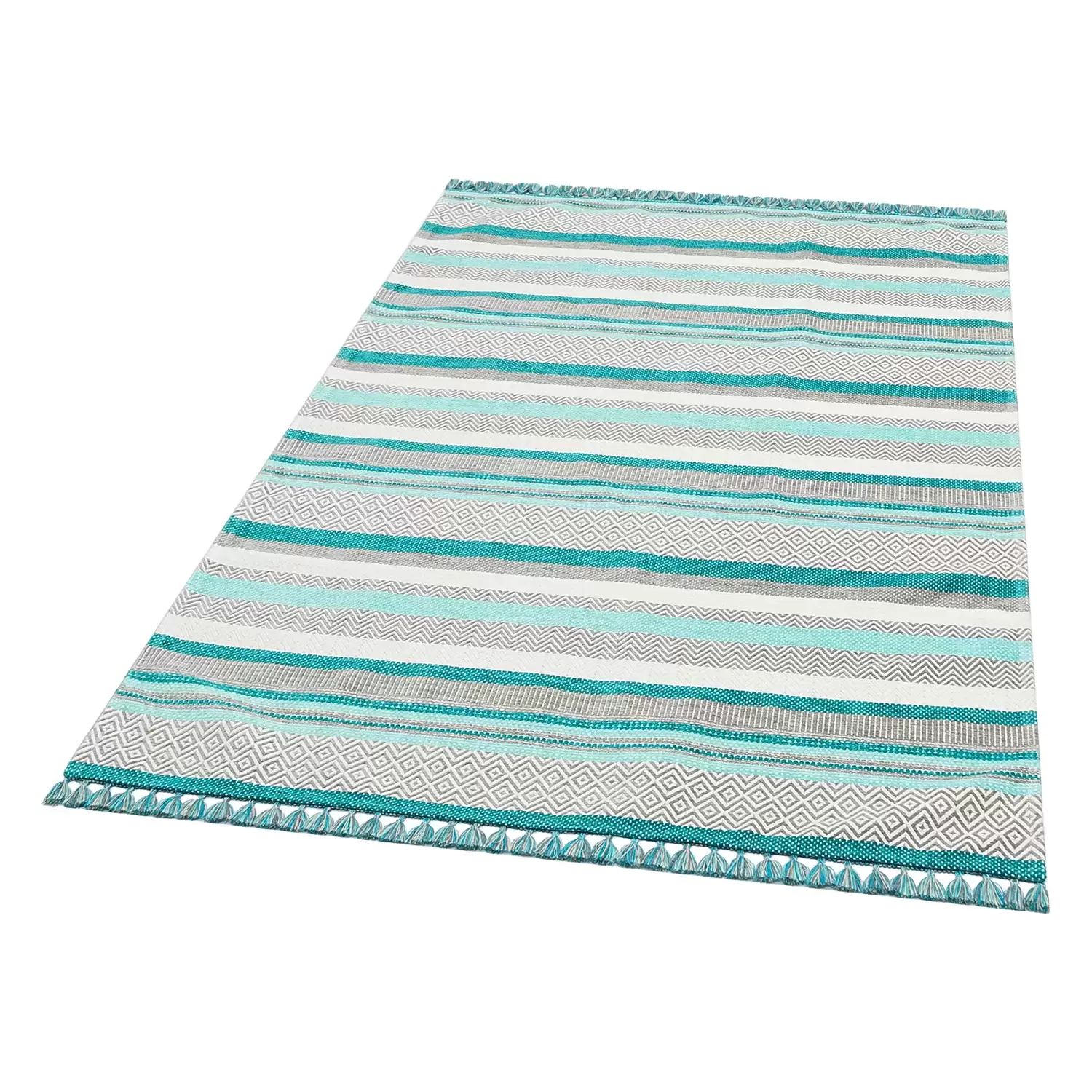 Evimod Aztec Az 01 Aqua Yıkanabilir Saçaklı Kilim