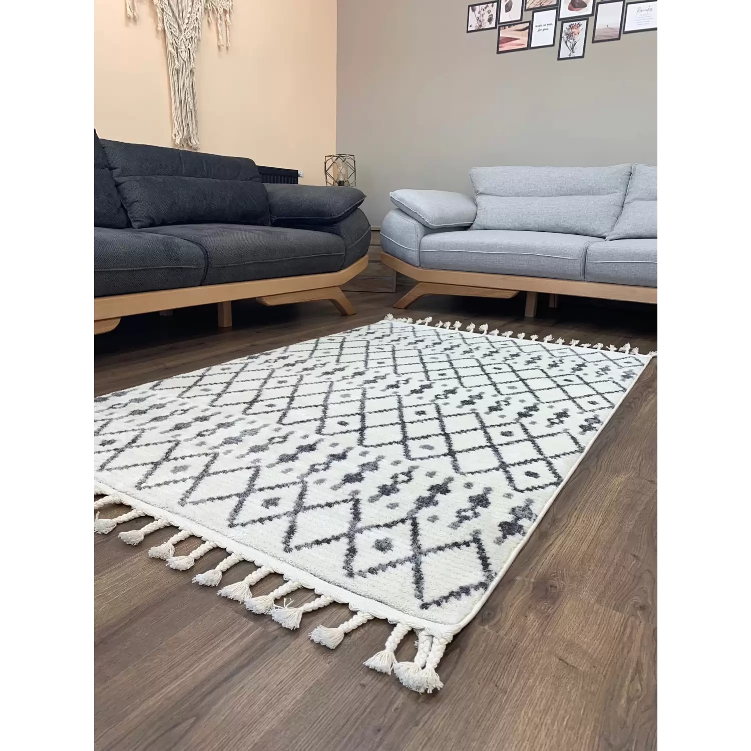 Evimod Nordic İskandinav Tarz Beyaz Dekoratif Halı Kilim Nd04