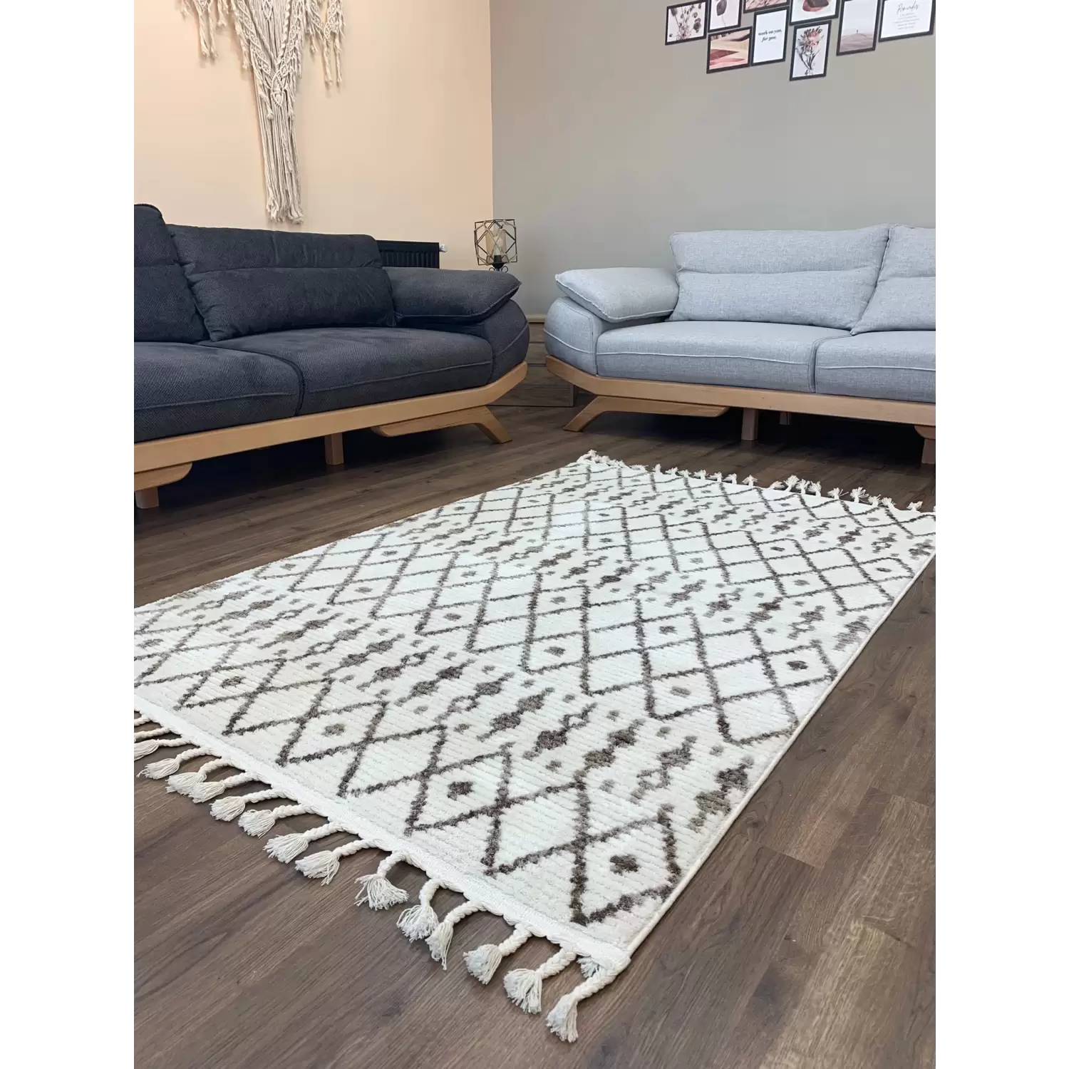 Evimod Nordic İskandinav Tarz Kahve Dekoratif Halı Kilim Nd03