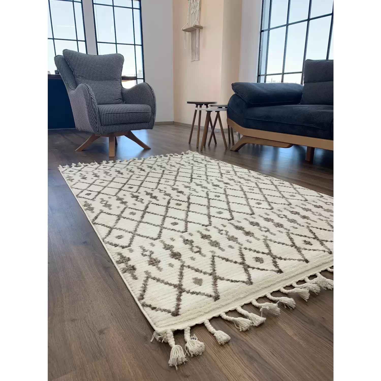 Evimod Nordic İskandinav Tarz Kahve Dekoratif Halı Kilim Nd03