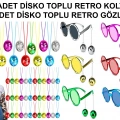 12 Parça Renkli Disko Toplu Retro Parti Seti – 6 Kolye + 6 Gözlük