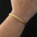 316L Çelik Altın Renk Hasır Görünüm Erkek Bileklik
