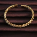 316L Çelik Altın Renk Kalın Yassı Örgü Model Erkek Bileklik