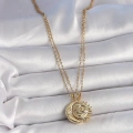 316L Çelik Gold Renk Ay Güneş Model Arkadaşlık Kadın Kolye - Lisinya