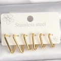 316L Çelik Gold Renk Üçgen Model Kadın Küpe Seti