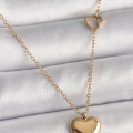 316L Çelik Gold Renk Zincir Kalp Detay Kalp Figür Kadın Kolye - Lisinya