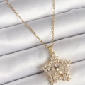 316L Çelik Gold Renk Zincir Zirkon Taşlı Kar Tanesi Model Kadın Kolye - Lisinya