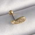 316L Çelik Gold Renk Zirkon Taşlı Kanat Tragus Piercing