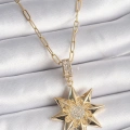 316L Çelik Gold Renk Zirkon Taşlı Kutup Yıldızı Model Kadın Kolye - Lisinya