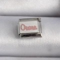 316L Çelik Gümüş Renk Beyaz Pembe Ouma İşlemeli Nomination Charm - Lisinya
