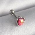 316L Çelik Gümüş Renk Kırmızı Mineli Kalp Tragus Piercing