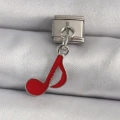 316L Çelik Gümüş Renk Kırmızı Nota Model Nomination Charm