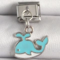 316L Çelik Gümüş Renk Mavi Balina Model Nomination Charm - Lisinya