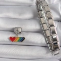 316L Çelik Gümüş Renk Renkli Sallantı Kalp Model Nomination Charm