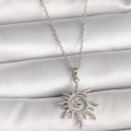 316L Çelik Gümüş Renk Zincir Zirkon Taşlı Güneş Model Kadın Kolye - Lisinya
