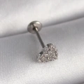 316L Çelik Gümüş Renk Zirkon Taşlı Kalp Model Tragus Piercing