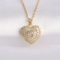316L Çelik Zincir Altın Renk Zirkon Taşlı Kalp Kolye