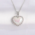 316L Çelik Zincir Gümüş Renk Beyaz Taşlı Bombeli Kalp Kolye