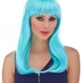 Açık Mavi Renk Uzun Düz Parti Peruğu