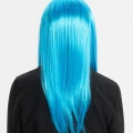 Açık Mavi Renk Uzun Düz Parti Peruğu