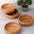 Balsa Bambu Yuvarlak 4lü Çerezlik Kase 9 cm