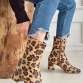 Birta Leopar Cilt Streç Topuklu Bot