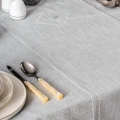 Gri 8 Parça Keten Masa Örtüsü