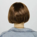 Kahve Renk Düz Kesim Küt Parti Peruğu Kısa Takma Saç