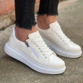 KB-309  Kuback Beyaz Fermuar Ve Bağcıklı  Günlük Erkek  Ayakkabı