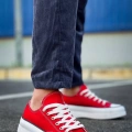 KB-CX-3 Kuback Kısa Kırmızı Keten Beyaz Yüksek Taban Spor Ayakkabı