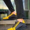 KB-X46 Kuback Siyah Sarı Yüksek Siyah Taban Günlük Spor Ayakkabı