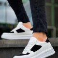 KB-X8 Kuback Beyaz Siyah Cilt Yüksek Taban Günlük Spor Ayakkabı