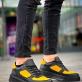 KB-X8 Kuback Siyah Sarı Cilt Yüksek Taban Günlük Spor Ayakkabı
