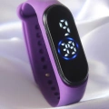 Mor Renk Silikon Dijital Dokunmatik Led Saat - Lisinya