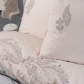 Nakışlı Çift Kişilik Saten Nev Takımı Sheen Gri