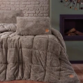 Peluş Çift Kişilik Yorgan Seti Bej